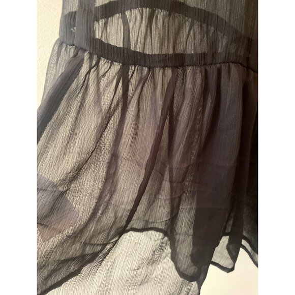 Rachel Roy Black Sheer Ruffle Hem Sleeveless Tunic Top Med Adjustable Straps - Picture 3 of 6